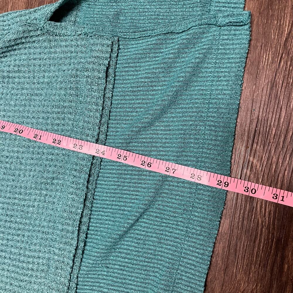 Free People We The Free Waffle Knit Thermal Long Sleeve Top Teal Green XS Boho - Picture 8 of 11